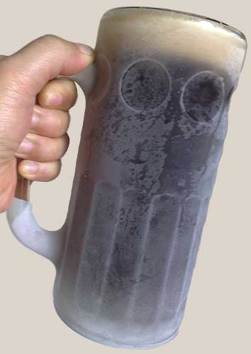 A frosted mug of root beer